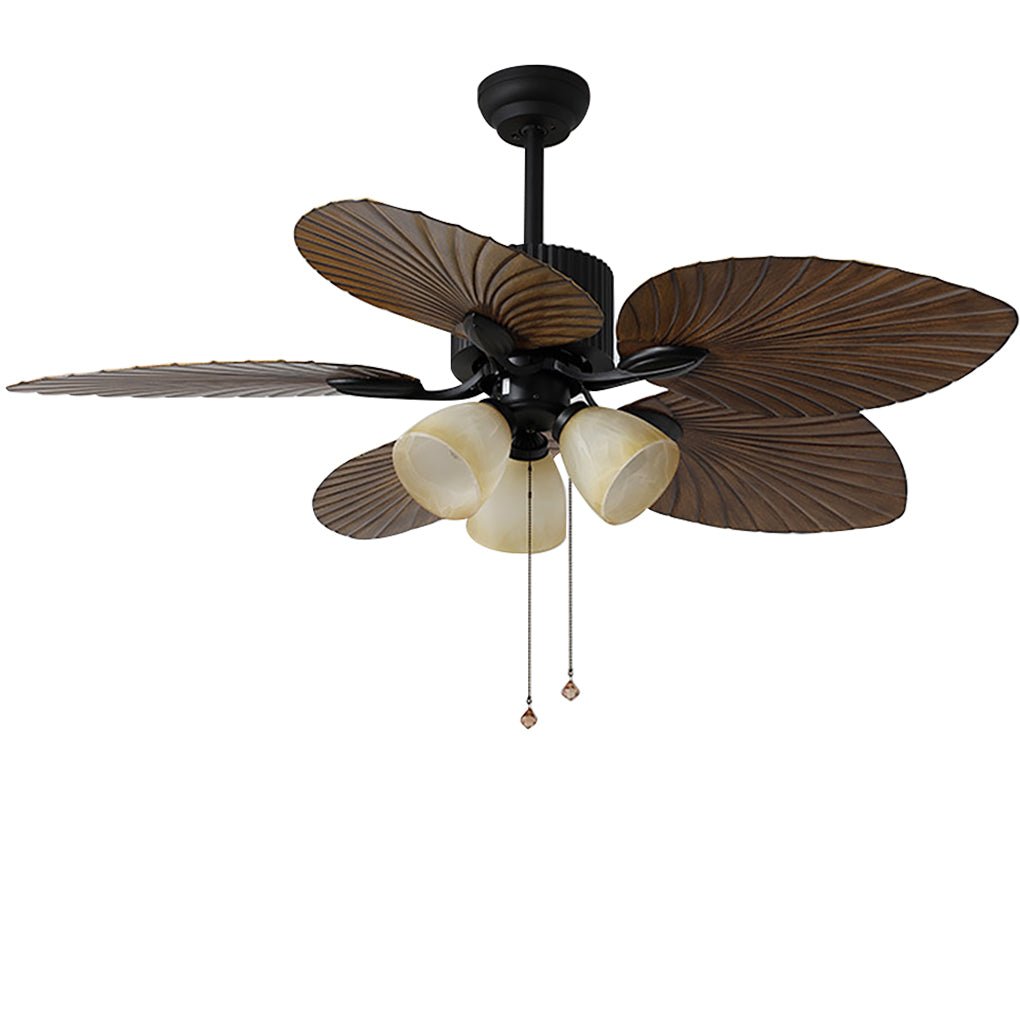 Rustic 52'' Leaf-Shaped LED Ceiling Fan Light - Dimming, 12W, Brown