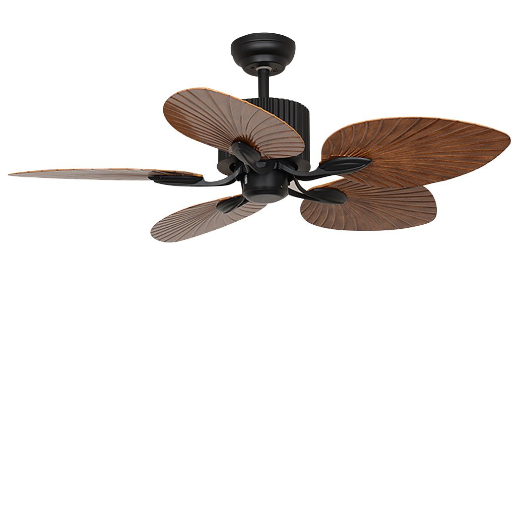 Rustic 52'' Leaf-Shaped LED Ceiling Fan Light - Dimming, 12W, Brown