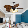 Rustic 52'' Leaf-Shaped LED Ceiling Fan Light - Dimming, 12W, Brown