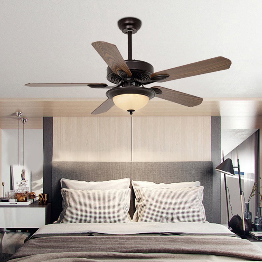 52" Contemporary Black Ceiling Fan with Remote & LED Light for Living Room