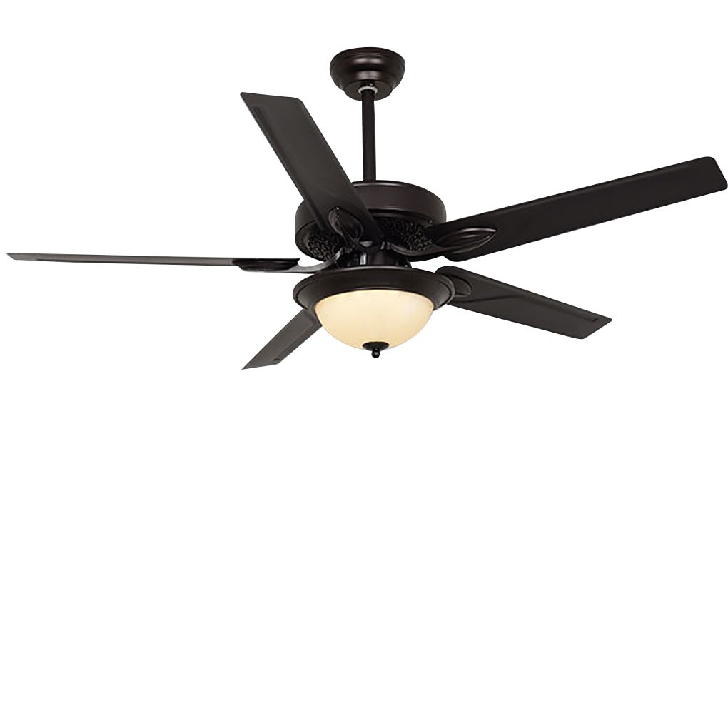 52" Contemporary Black Ceiling Fan with Remote & LED Light for Living Room