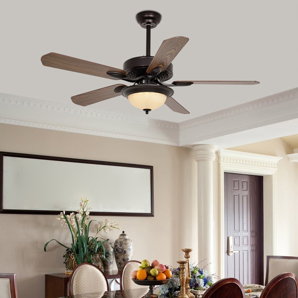 52" Contemporary Black Ceiling Fan with Remote & LED Light for Living Room