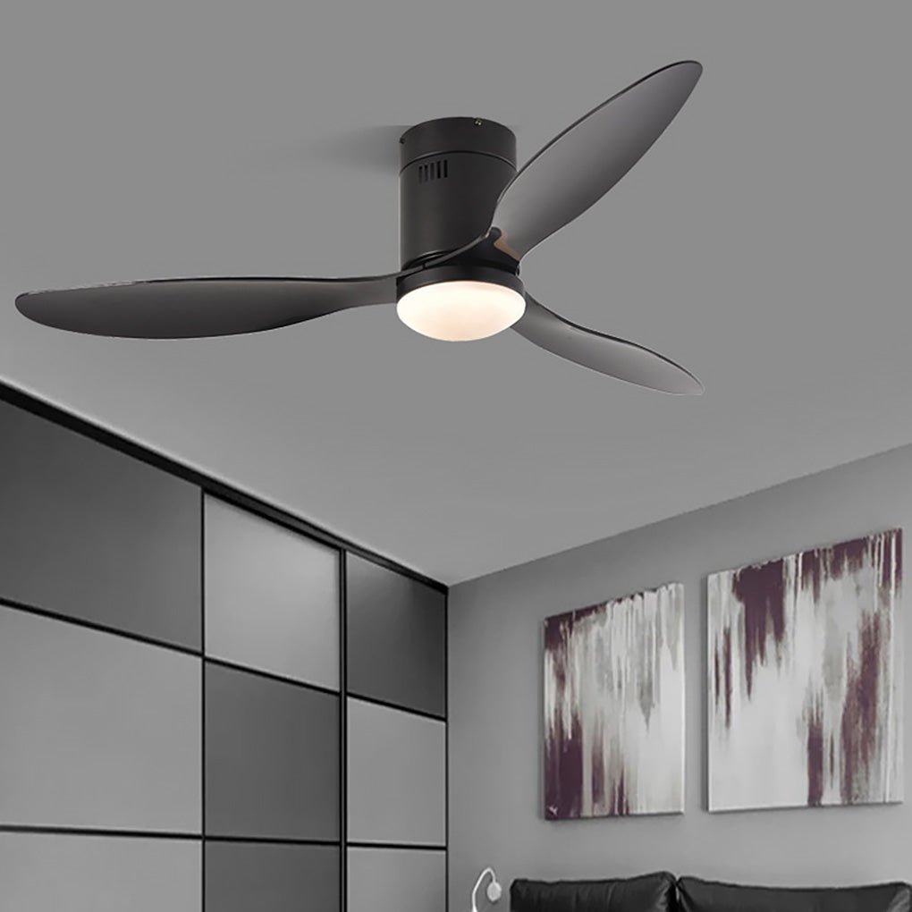 52-Inch Modern LED Ceiling Fan Light with Remote & Three-Color Dimming