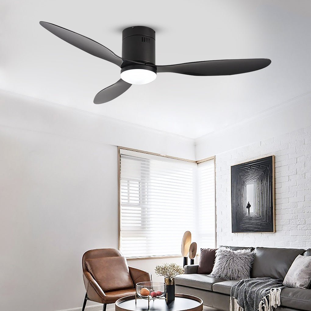 52-Inch Modern LED Ceiling Fan Light with Remote & Three-Color Dimming