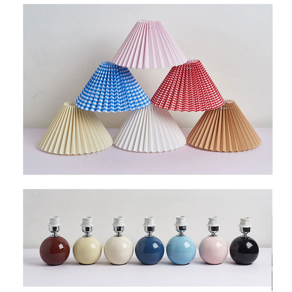 Nordic Minimalist White Ceramic Pleated Table Lamp for Bedroom Desk