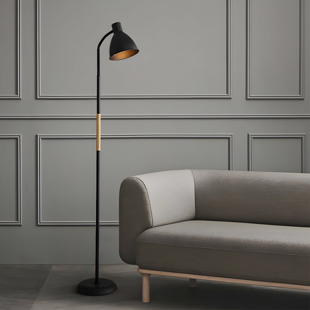 Stylish 59-Inch Wood and Metal Arc LED Floor Lamp for Living Room