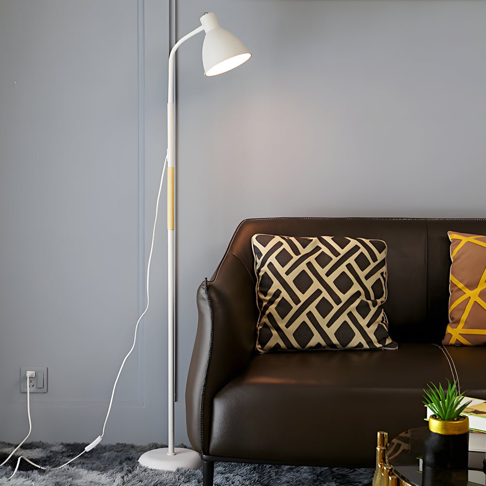 Stylish 59-Inch Wood and Metal Arc LED Floor Lamp for Living Room