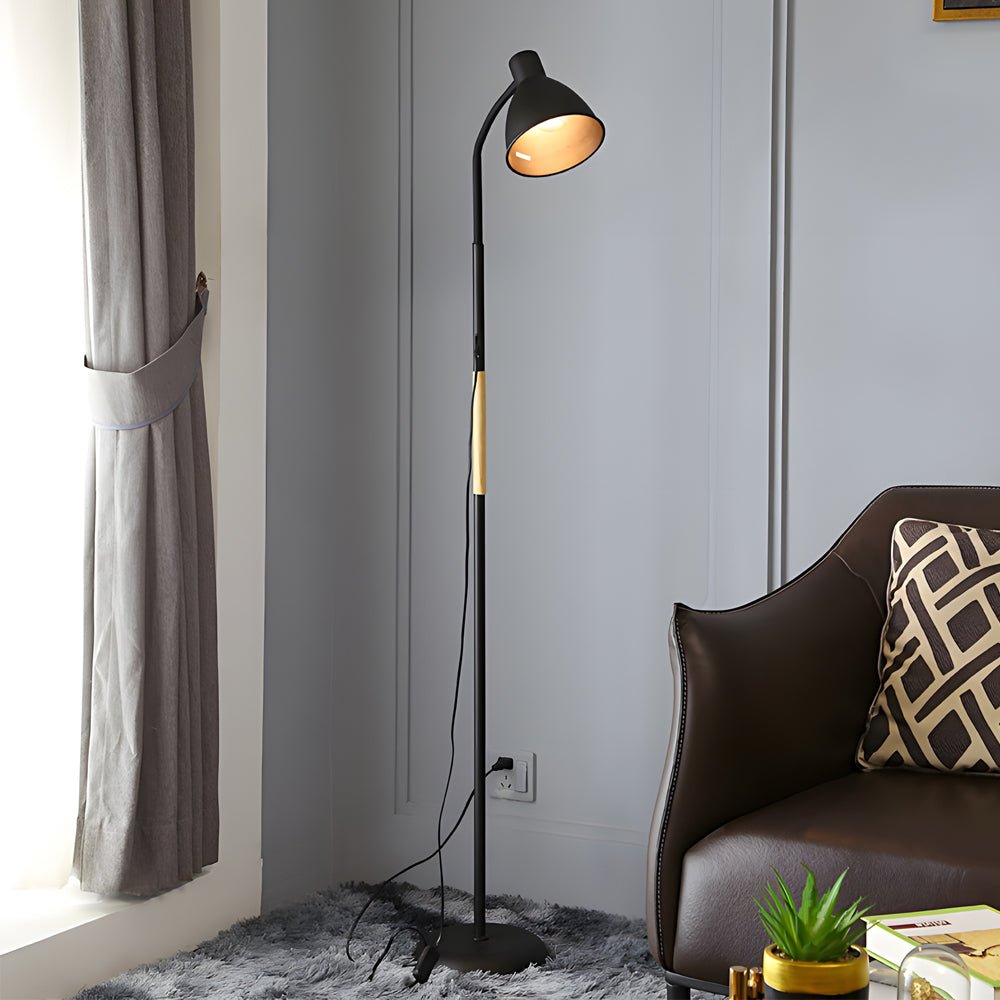 Stylish 59-Inch Wood and Metal Arc LED Floor Lamp for Living Room