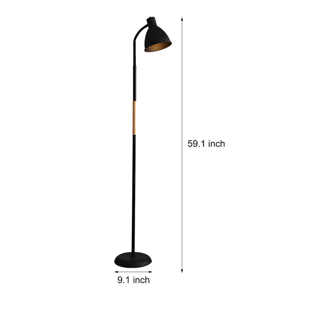 Stylish 59-Inch Wood and Metal Arc LED Floor Lamp for Living Room