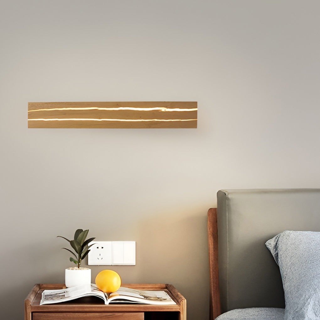 Adjustable Dark Wood LED Wall Lamp with Three Dimming Levels for Modern Living Spaces