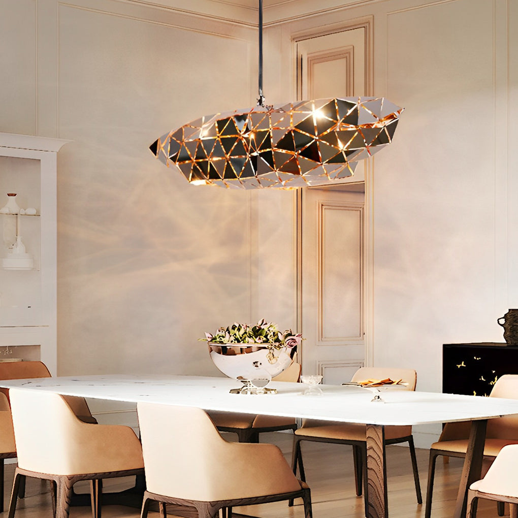 Post-Modern Irregular Stainless Steel Hollow Chandelier for Living Room