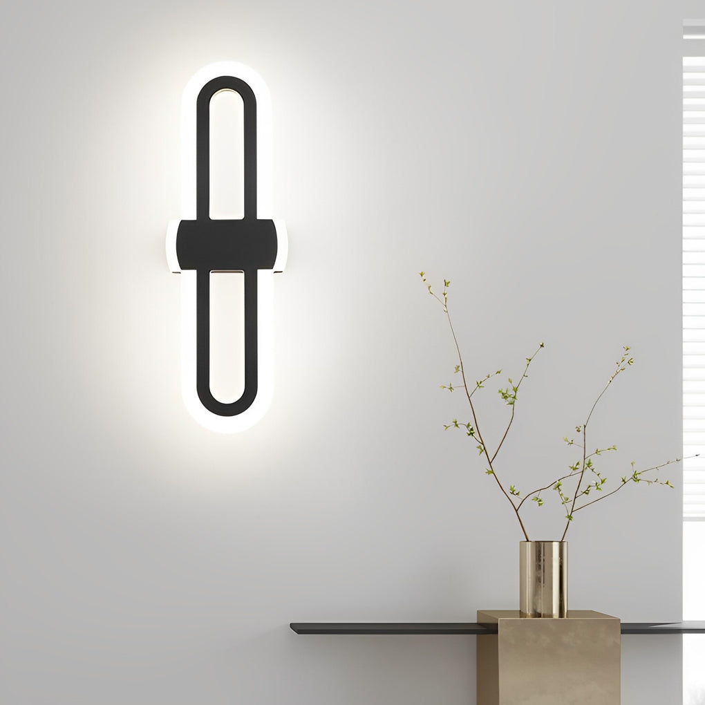 Modern White LED Rounded Rectangular Wall Sconce for Living Room