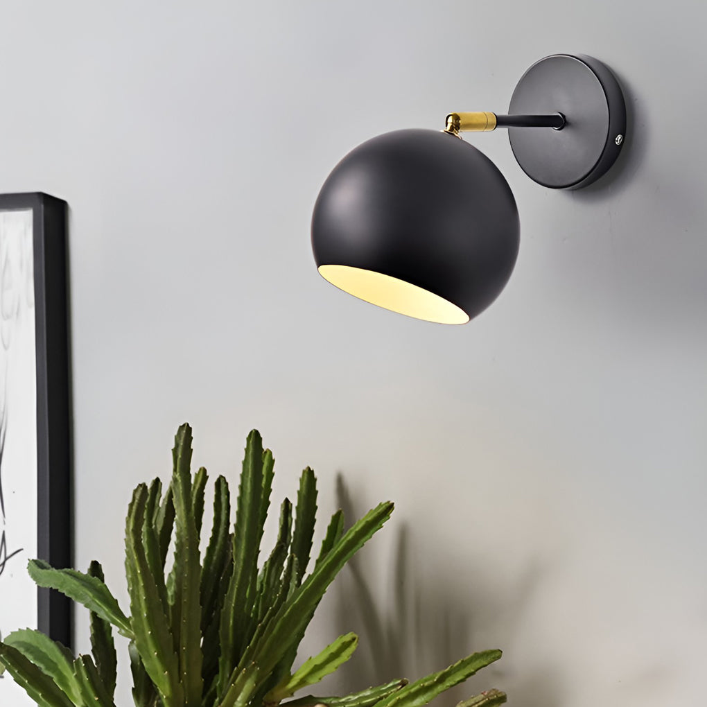 Adjustable White Hemispherical Nordic Wall Sconce Lamp for Modern Interiors