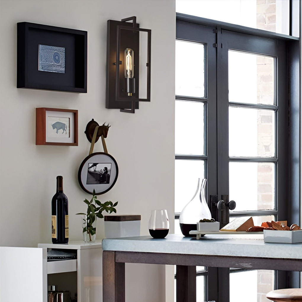 Rustic Metal Rectangular Wall Sconce for Industrial-Style Decor