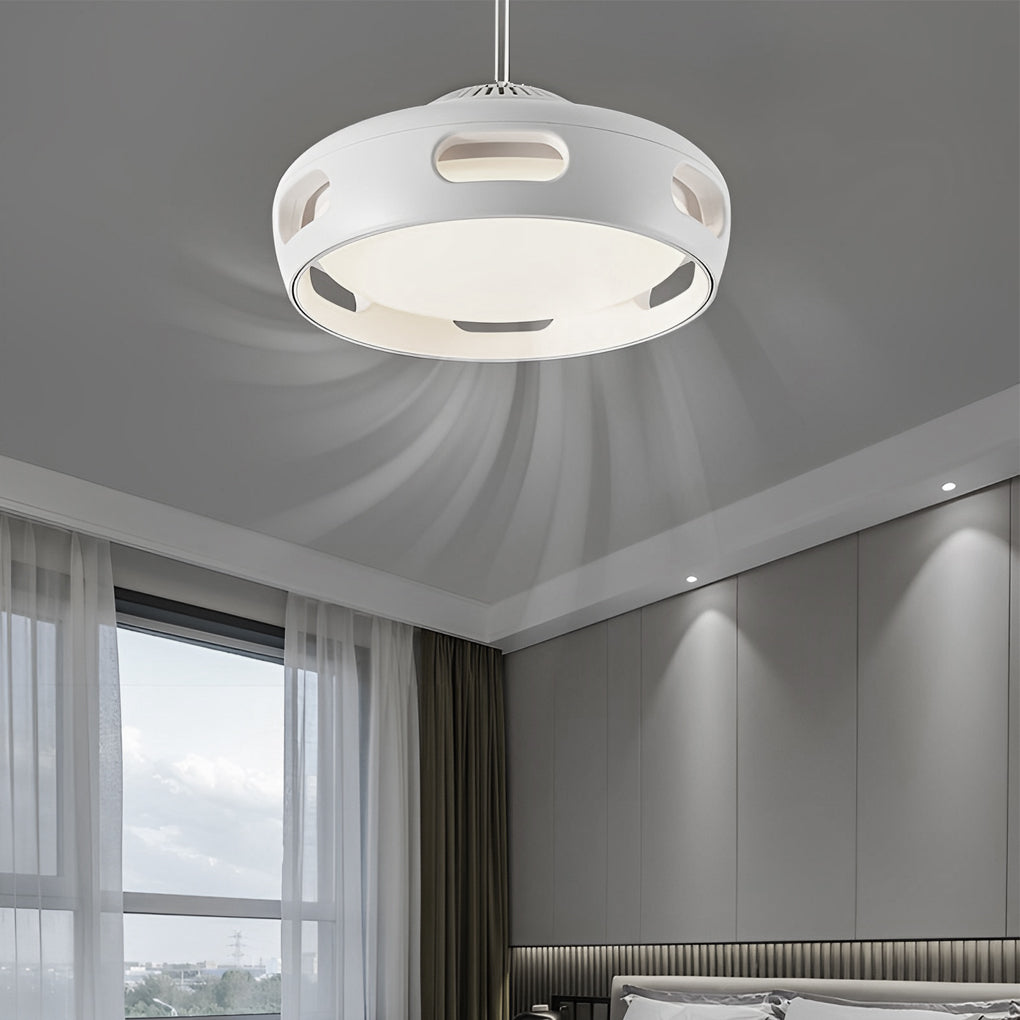Contemporary White Bladeless Ceiling Fan with Stepless Dimming for Home