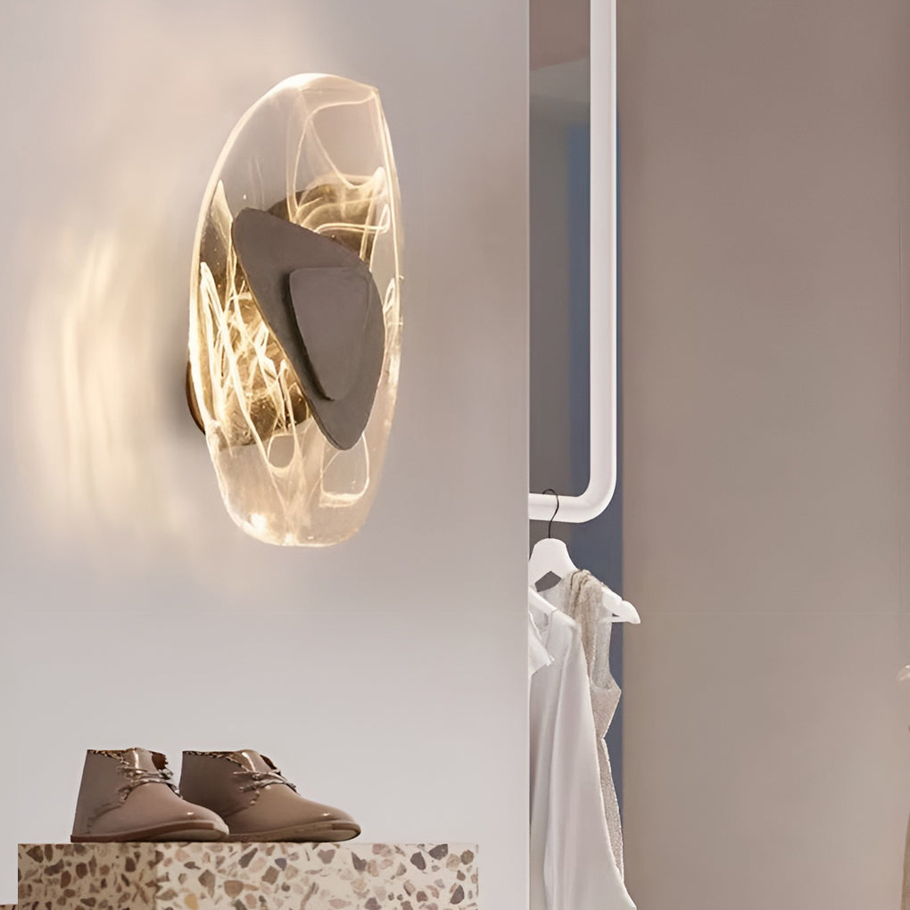 Contemporary Glass LED Wall Sconce with Three-Step Dimming for Living Room