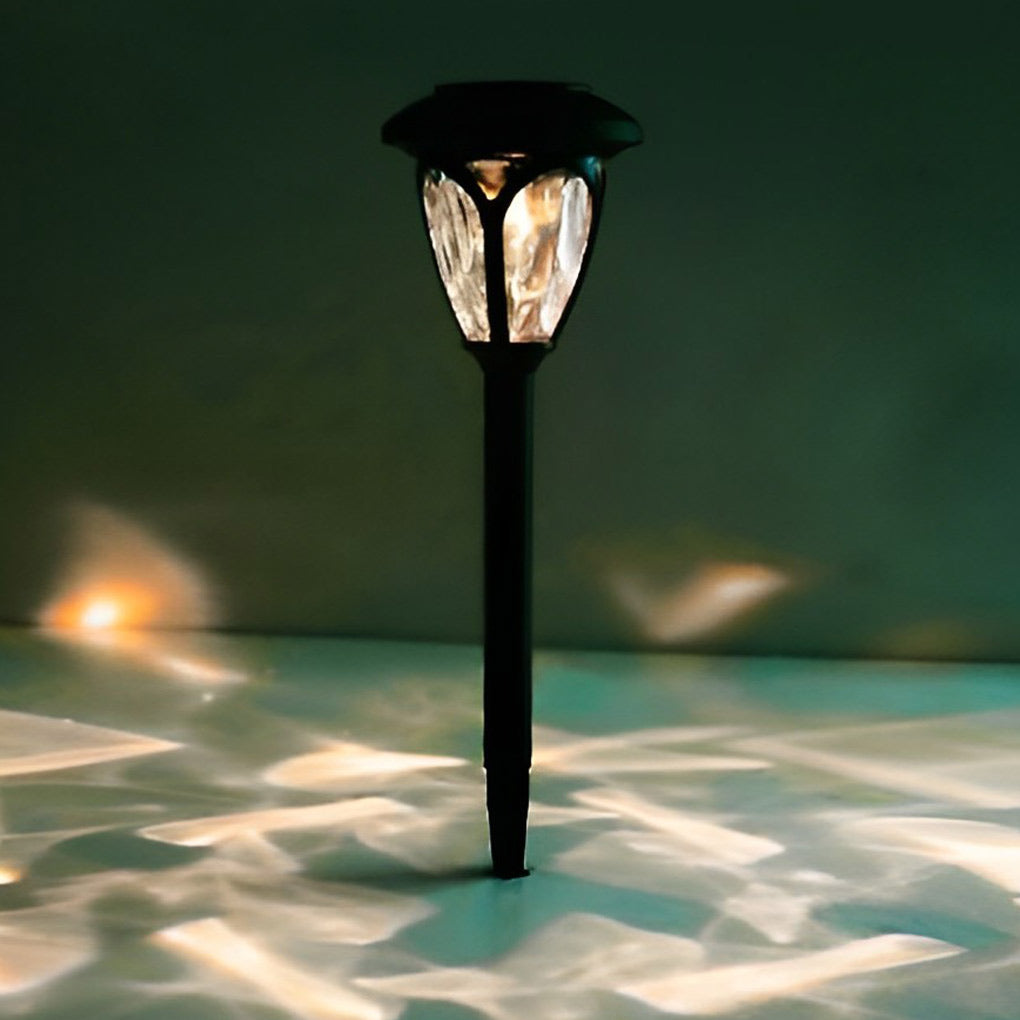 Set of 2 Modern Black LED Solar Lawn Lights for Outdoor Garden Décor