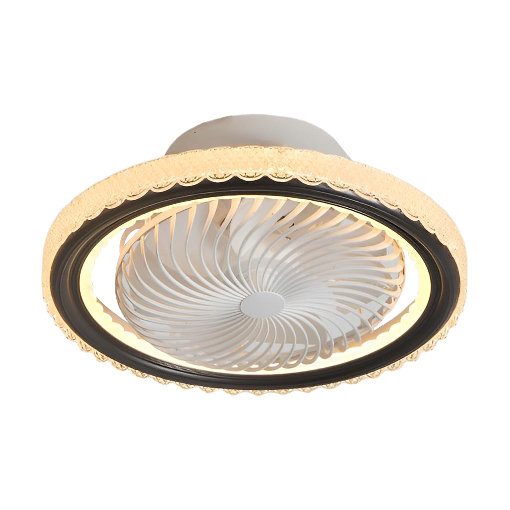 Stylish Bladeless LED Ceiling Fan with Round Mute Timing, 3-Step Dimming