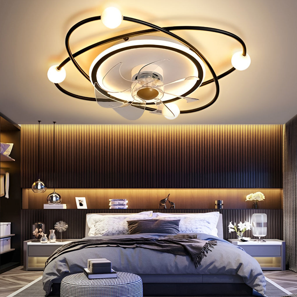 Nordic Style Dimmable LED Ceiling Fan Light in Elegant White Finish