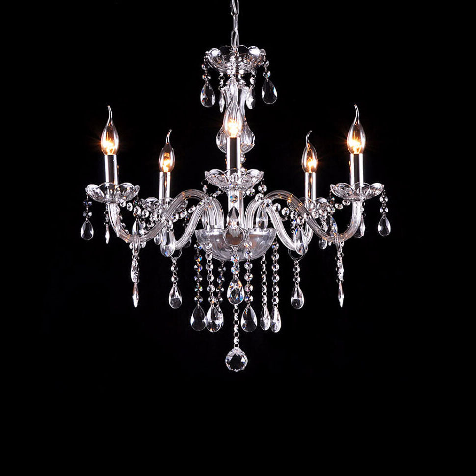 Elegant Contemporary Glass Candelabra Chandelier for Luxury Living Room