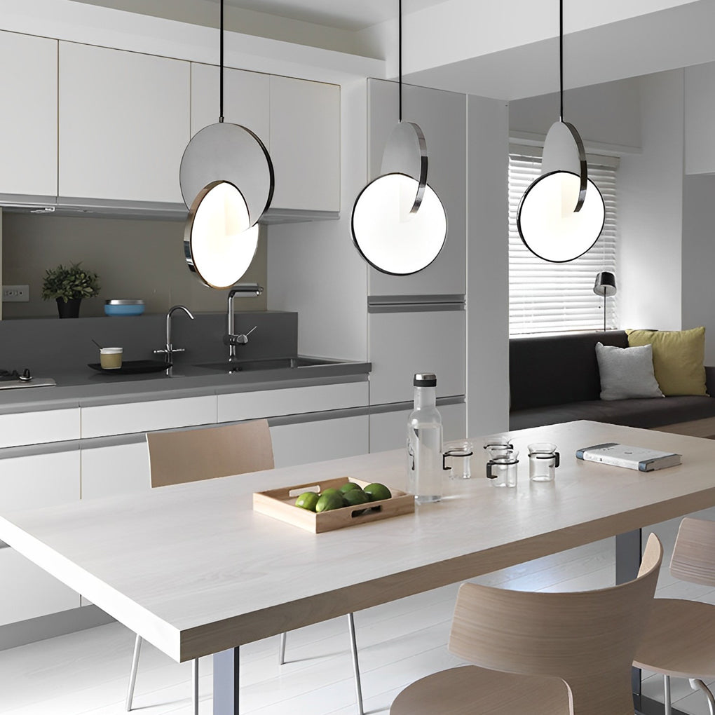 Post-Modern Round Stainless Steel LED Pendant Light for Contemporary Spaces