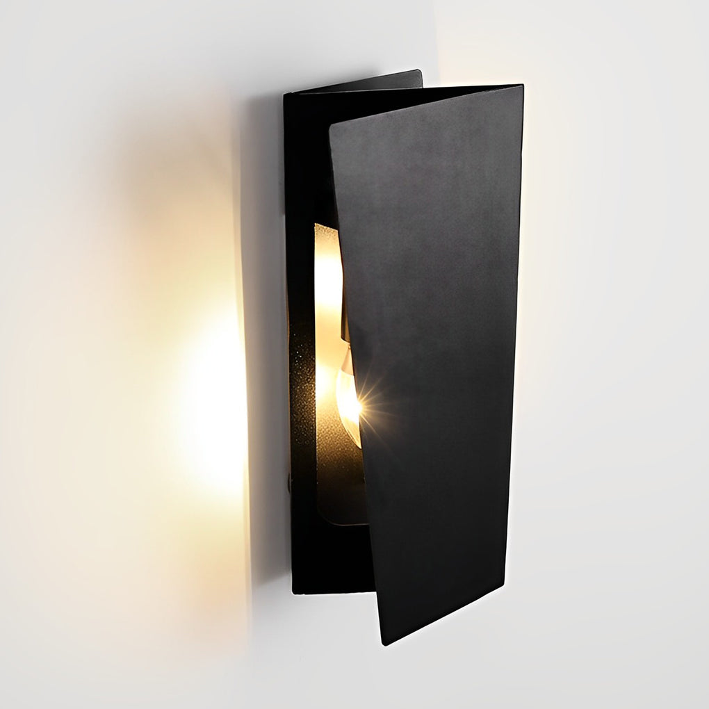 Modern Black Iron Folding Rectangular LED Wall Lamp for Living Spaces