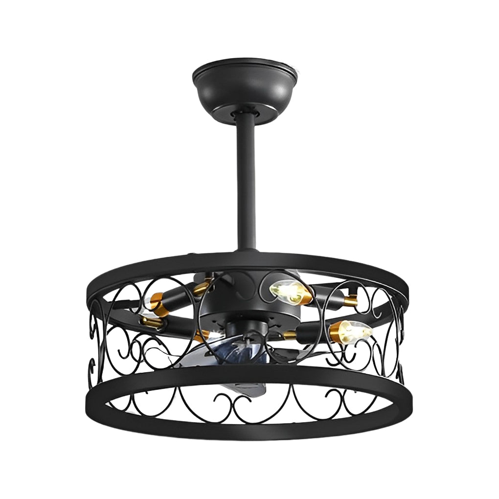 Vintage White Bladeless LED Ceiling Fan with Remote for Bedroom Comfort