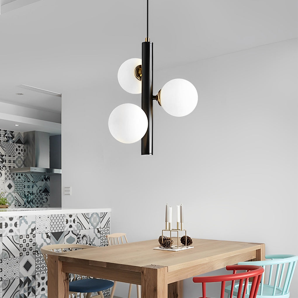 Nordic Style LED Chandelier with 3 Glass Balls for Dining Room Decor