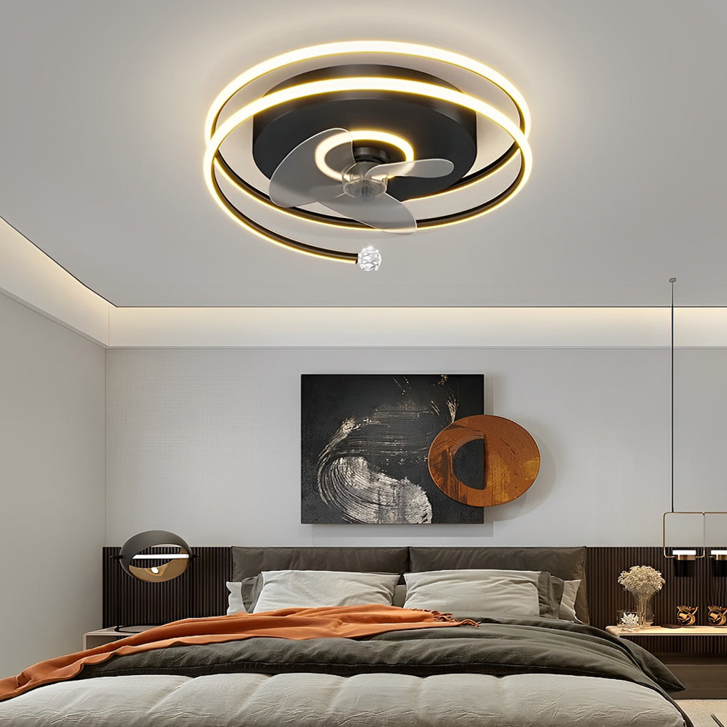 Modern White Bladeless LED Ceiling Fan Light for Living Room, Bedroom