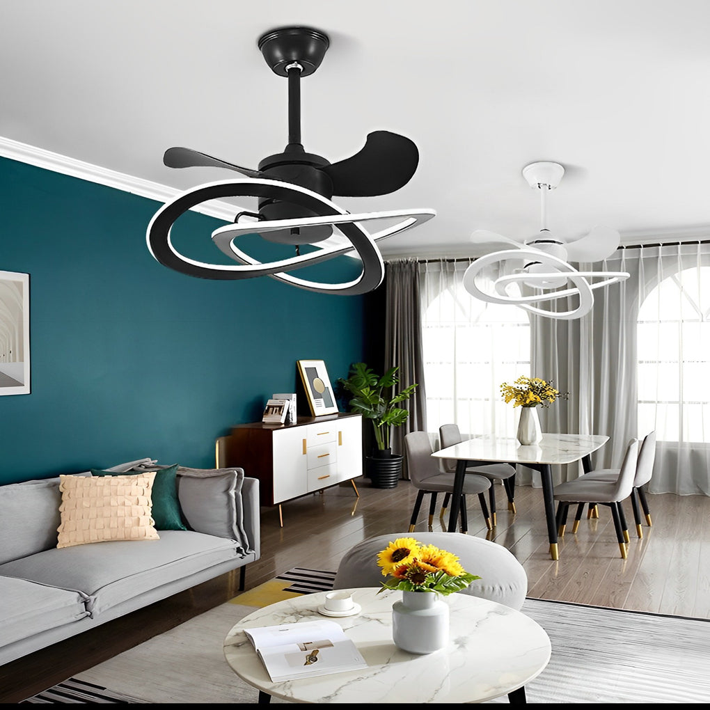 Nordic Bladeless Ceiling Fan with Flower LED Light for Modern Rooms