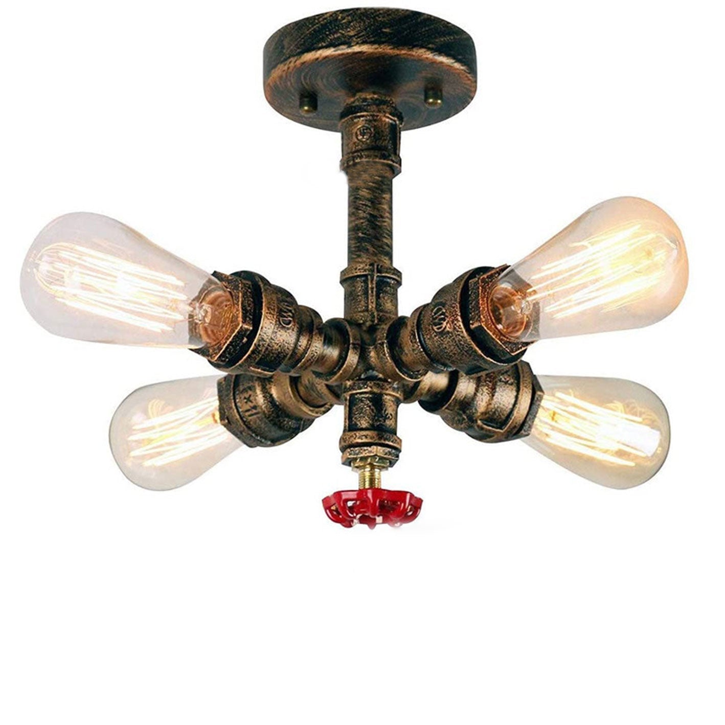 Vintage Industrial Wrought Iron 4-Light Chandelier for Dining Room Decor