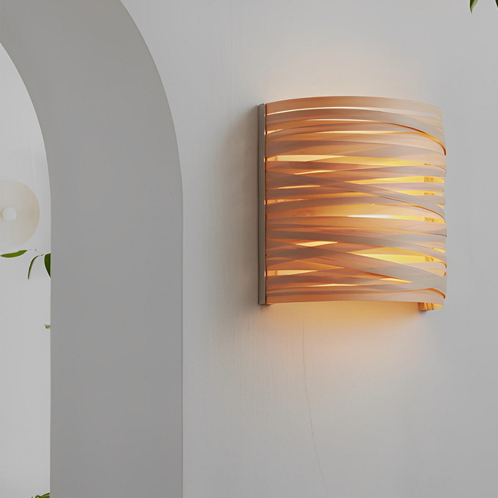Handmade Semi-Cylindrical Wooden Wall Lamp for Modern Home Decor