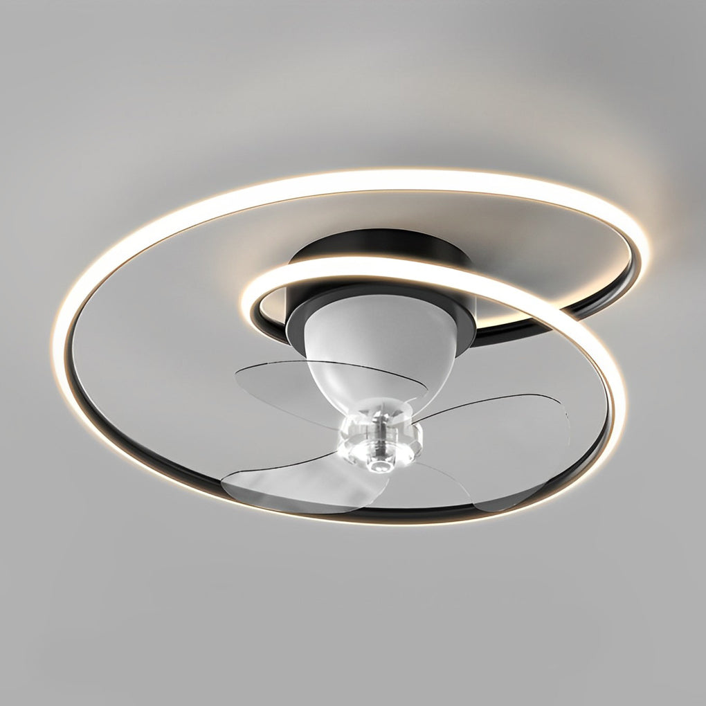 Modern White LED Ceiling Fan Light with 360° Rotation & Dimming