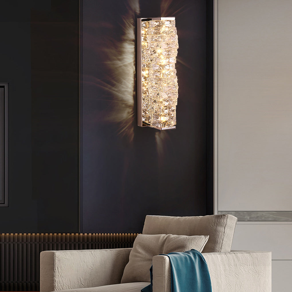 Modern Crystal LED Wall Sconce Light with Three Dimming Levels for Living Room