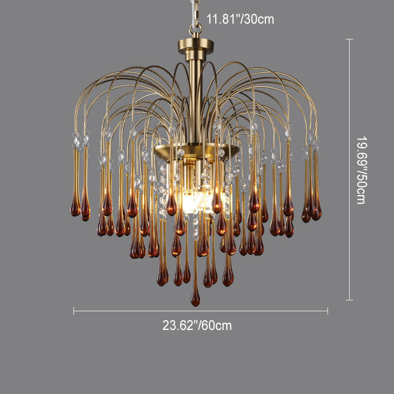 Traditional Copper Teardrop Chandelier - 4/6/10 Light for Living Room