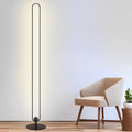 Sleek White Minimalist LED Oval Floor Lamp for Living Room and Bedroom