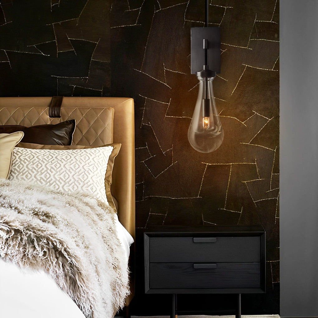 Minimalist Copper Water Drop Crystal Wall Sconce for Modern Interiors
