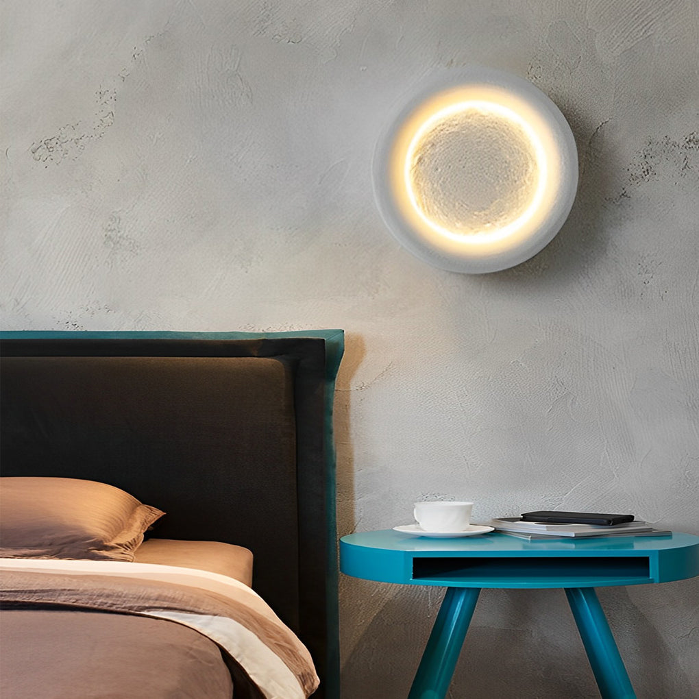 Nordic Round Moon LED Resin Wall Sconce Light for Bedroom Decor