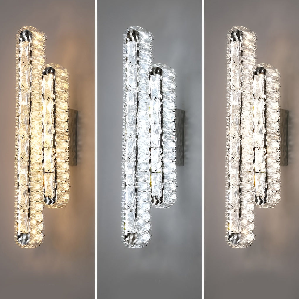 Modern Crystal LED Wall Sconce Lamp with Three-Step Dimming for Living Room