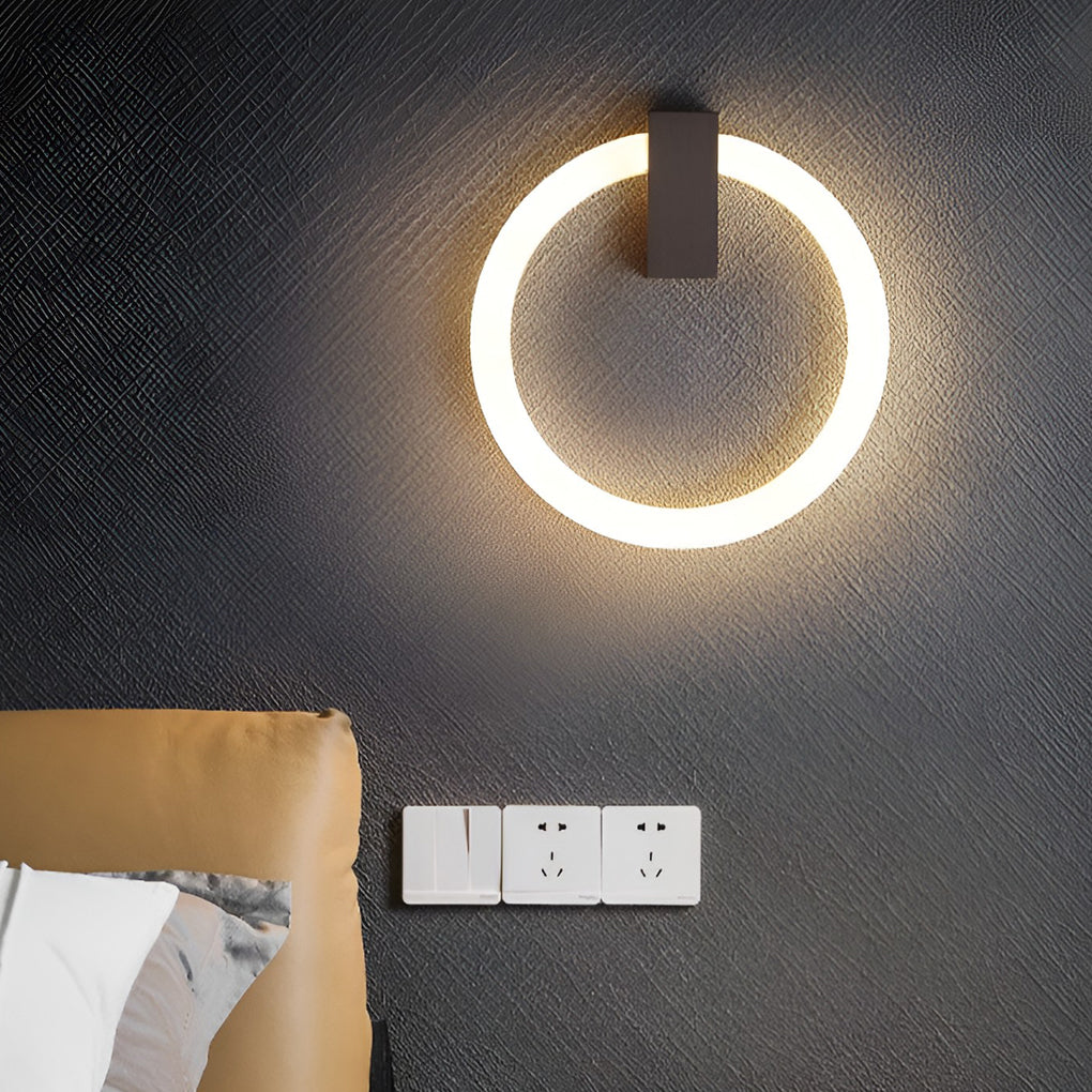 Modern Circle Dimmable LED Wall Sconce Light Fixture for Bedroom Decor