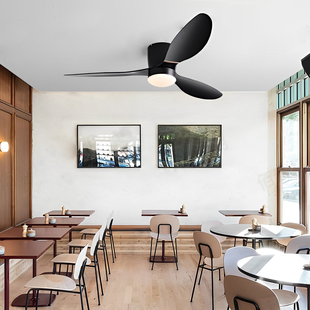Dimmable 52-Inch Modern White LED Ceiling Fan with Remote for Living Room