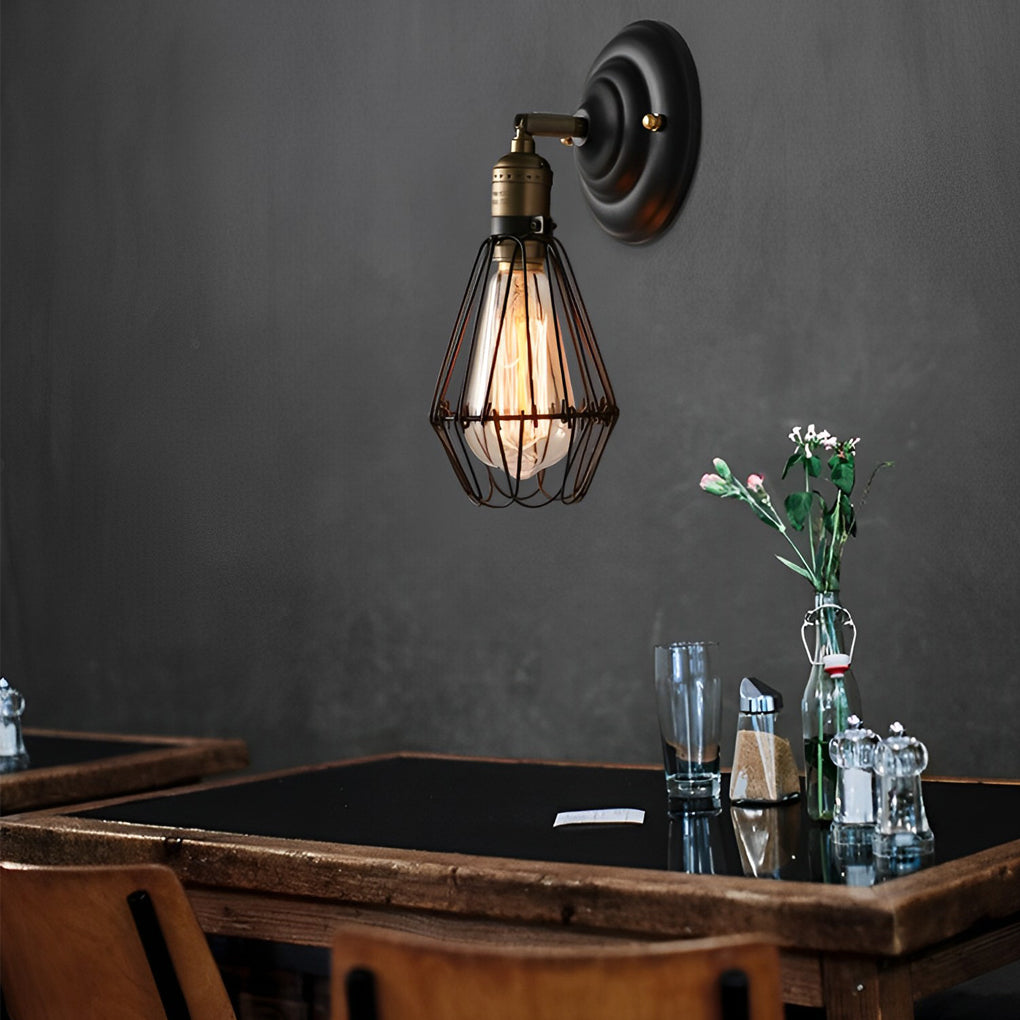 Rustic Vintage Black Iron Adjustable Wall Lamp for Home Decor Accessory