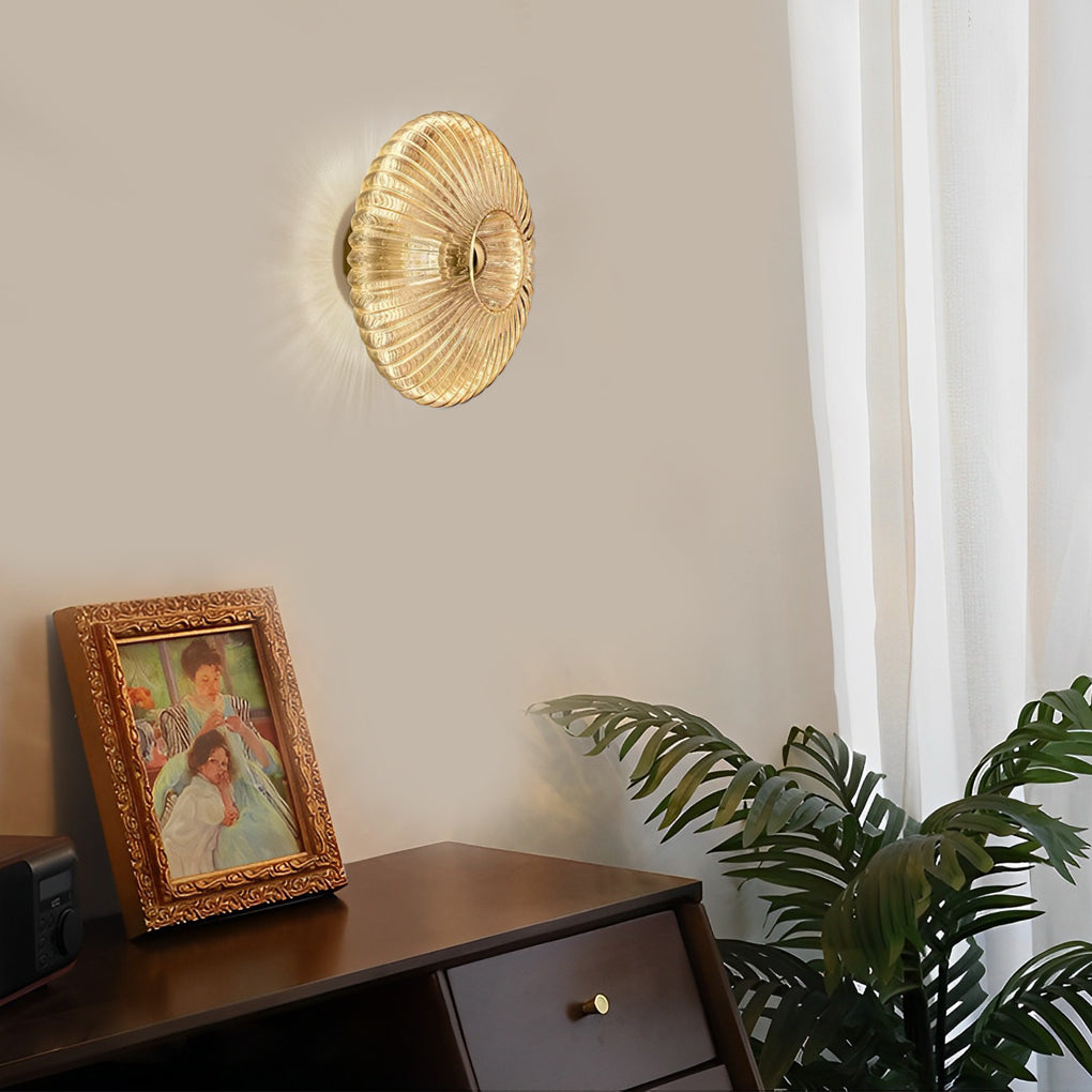 Round Striped Glass LED Wall Sconce Light Fixture for Modern Interiors
