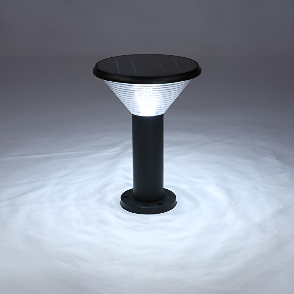 Sleek Black Cylindrical Solar LED Pathway Light for Outdoor Gardens