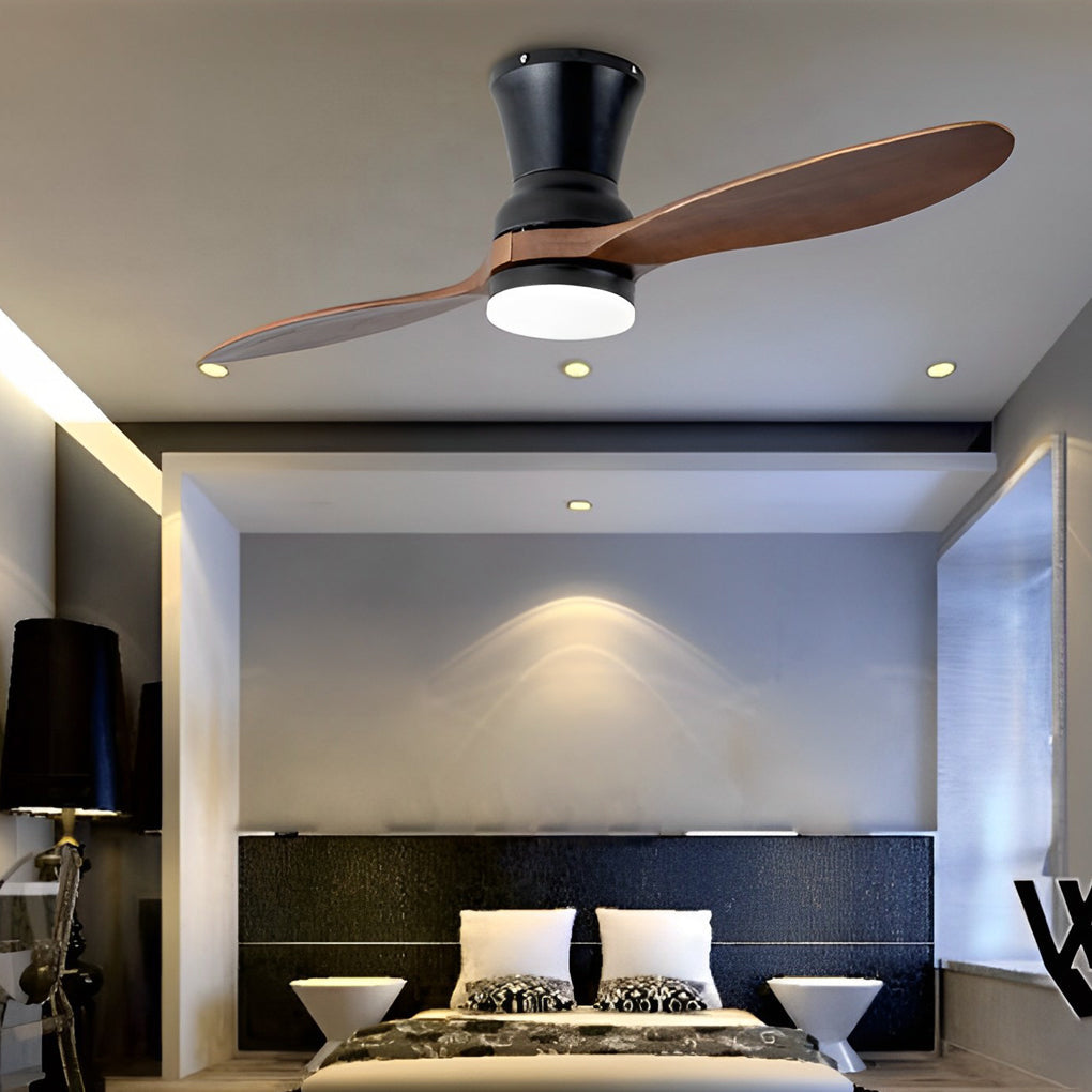 Modern Wood 18W Dimmable LED Ceiling Fan with Remote - Ideal for Living Rooms