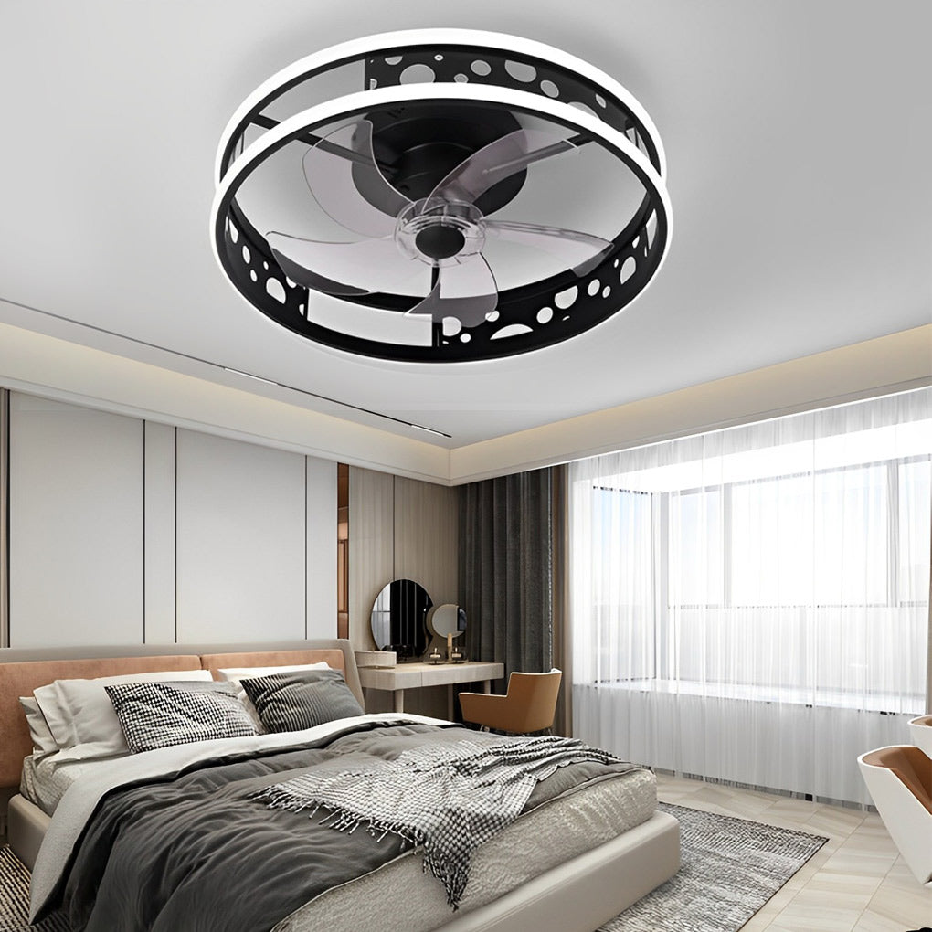 Nordic Bladeless Ceiling Fan with Remote - Round Three-Step Dimming, White
