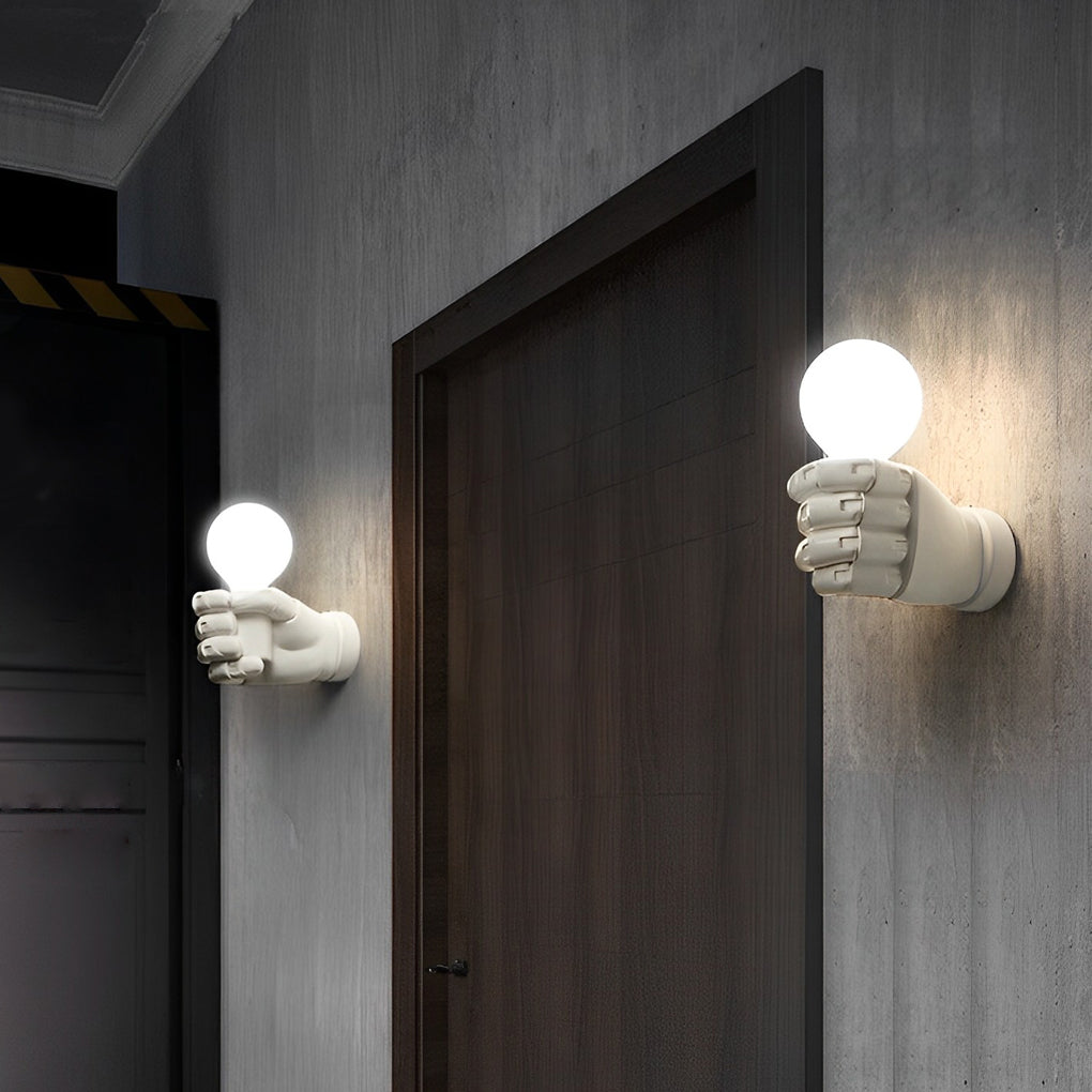 Vintage Industrial Black Resin Fist Wall Sconce for Retro Room Decor
