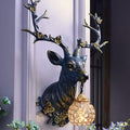 Rustic Brown Resin Deer Head Wall Sconce Light for Cabin Living Room