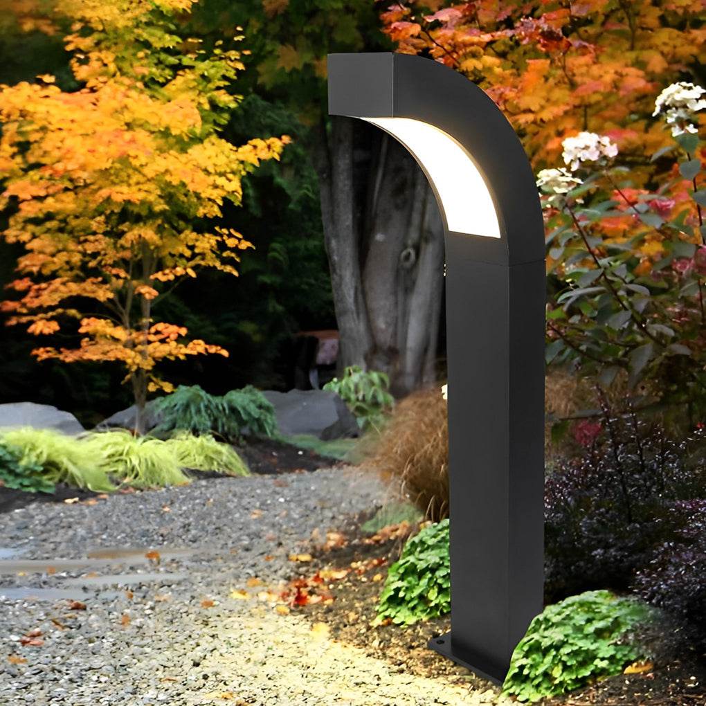 Minimalist Black Curved LED Landscape Path Lights for Outdoor Garden