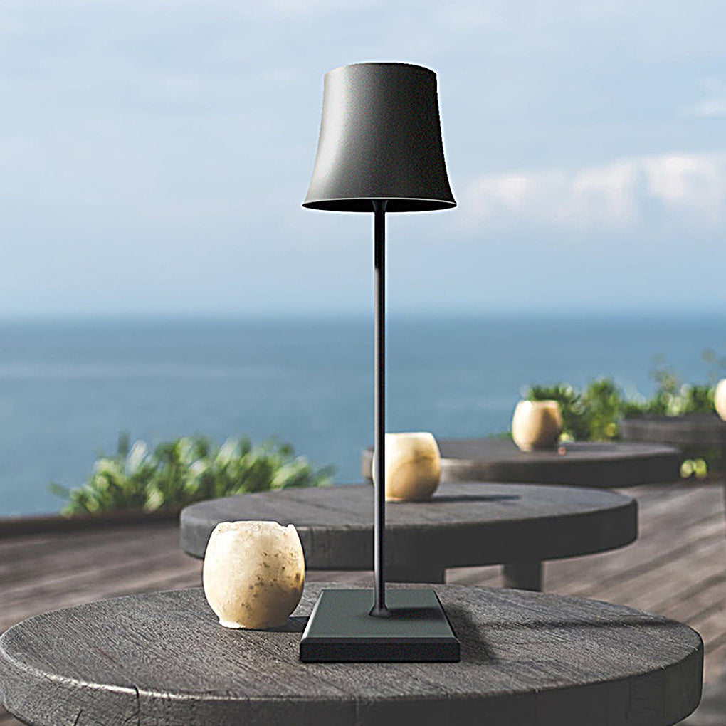15-Inch Cordless Modern Black and White Metal Table Lamp for Home Decor